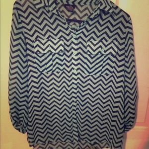 Chevron button down top